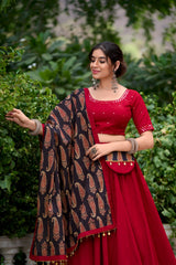 Navratri Nights In this Beautifully Printed Pure Cotton Lehenga Choli