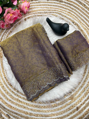 Beautiful Fandy Satin Weaving Zari Pattern Saree