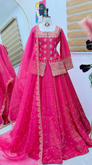 Partywear Simmer Silk Embroidery Sequence & Moti Top Lehenga & Dupatta Set