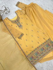 Attritive Pure Soft crunchy Silk Embroidery Work Salwar Suit
