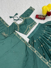 Festival Special Chinon Embroidery Thread & Sequence Work Lehenga Choli