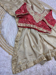 Beautiful Chainstiched Multi Work & Butta In Whole Saree