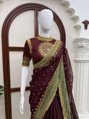 Janvi Kapoor Inspired Tibby Silk Thread With Sequence Work Saree