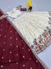 Beautiful Pure Cotton Embroidery Chain Work Lehenga Choli