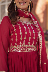 Party-wear Blooming With Embroidery Zari Sequence Work Gown