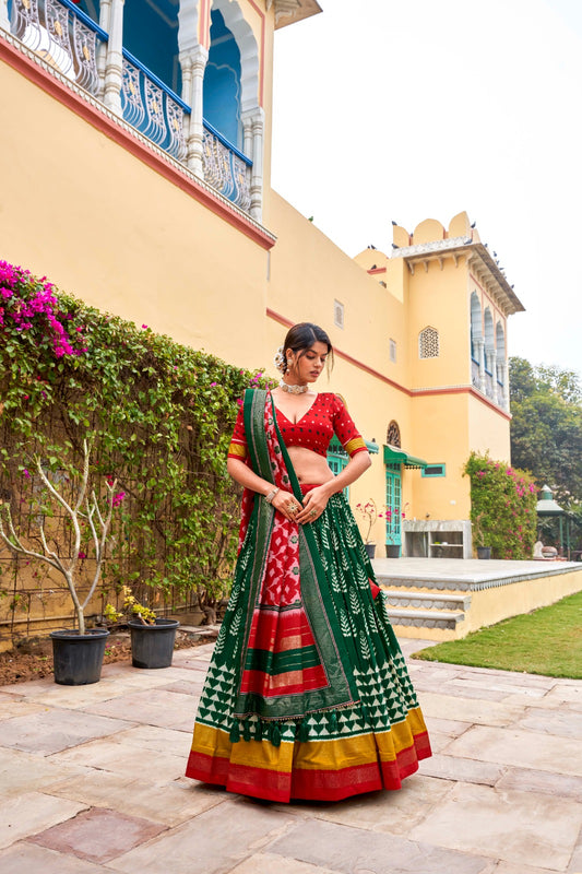 Effortless Glamours Tussar Silk Floral Printed With Foil Printed Lehenga Choli
