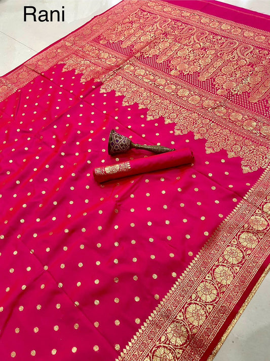 Beautiful Heavy  Banarasi Silk Gold Zari Weaving Saree