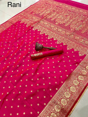 Beautiful Heavy  Banarasi Silk Gold Zari Weaving Saree