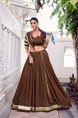 Beautiful Pure Chanderi Zari Weaving Work Lehenga Choli