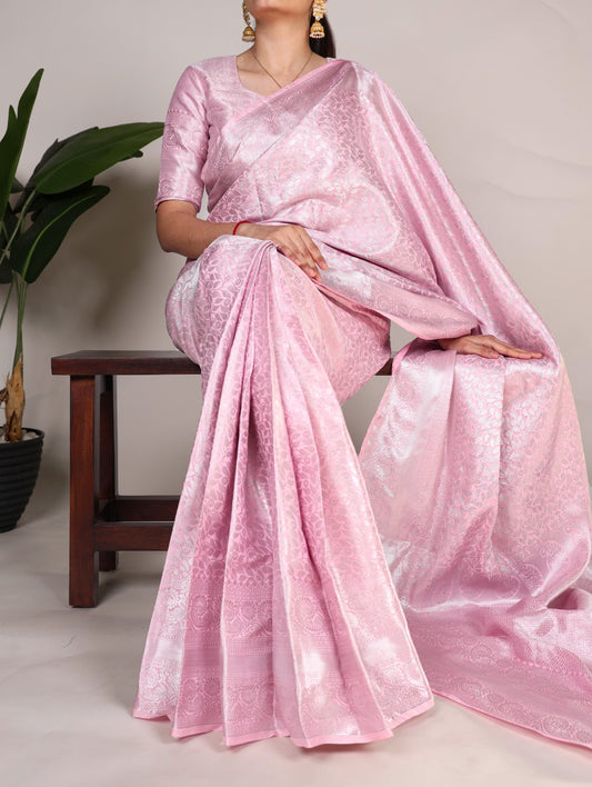 South Indian Special Kanjivaram Silk Zari Weaving Work Saree