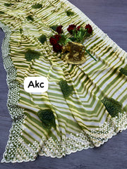 Beautiful Georgette Leheriya Unique Foil Printed Saree