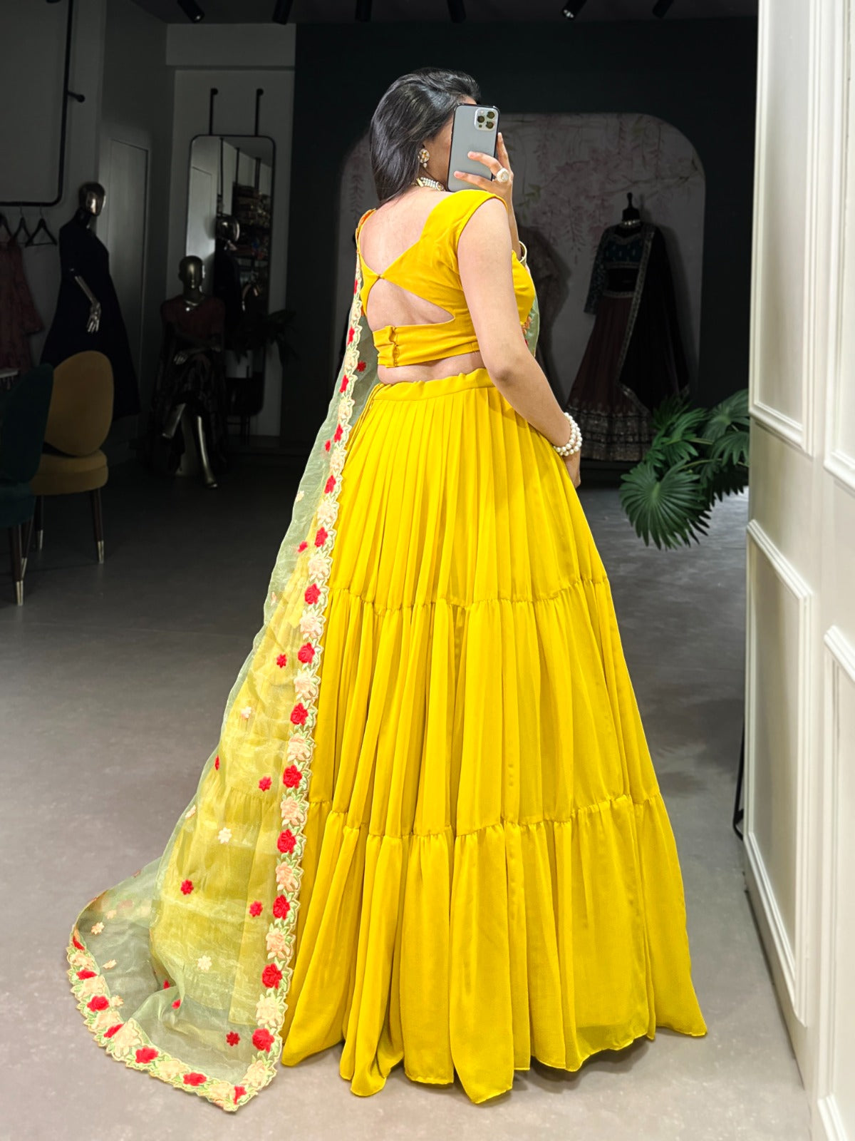 Beautiful  Yellow Georgette Lehenga Choli