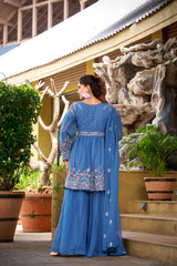 Stylish Festive Special Georgette Embroidery Work Palazzo Set