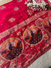 Beautiful Viscose Weaving With Rich Pallu Peacock Meena Work Saree