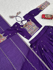 Beautiful Pure Vichitra Silk Embroidery Coding Sequence & Thread Work Lehenga Choli