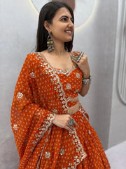 Navratri Special Georgette Embroidery Sequence Work Lehenga With Stitched Blouse