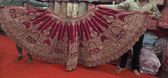 Beads Handwork Rani Hot Pink, Maroon Cherry Red, Rust Orange Latest Bridal Lehenga