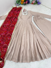 Designer Soft Roman Silk Sequence Work Anarkali