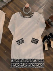 Beautiful Natural Crepe Thread Work Suit