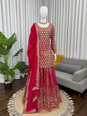 Beautiful Georgette Party-wear Thread With Sequence Work Suit