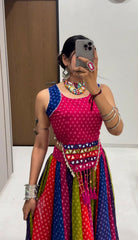 Navratri Special Georgette Cotton Handwork & Real Mirror Work Lehenga With Stitched blouse