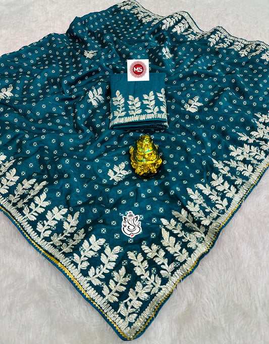 Beautiful Soft Chinon Silk Bhandhini Printed Saree