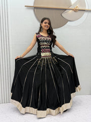 Navratri Special Mirror Handwork & Ribbon Work Lehenga With Stitched Choli