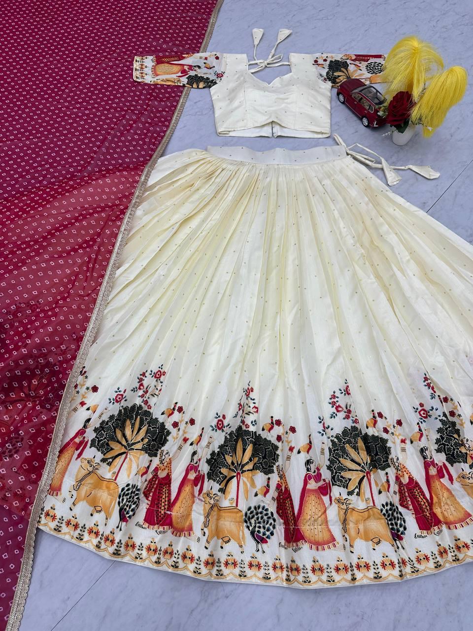 Festival Special Dola Silk Foil Work With Mill Printed Lehenga Choli