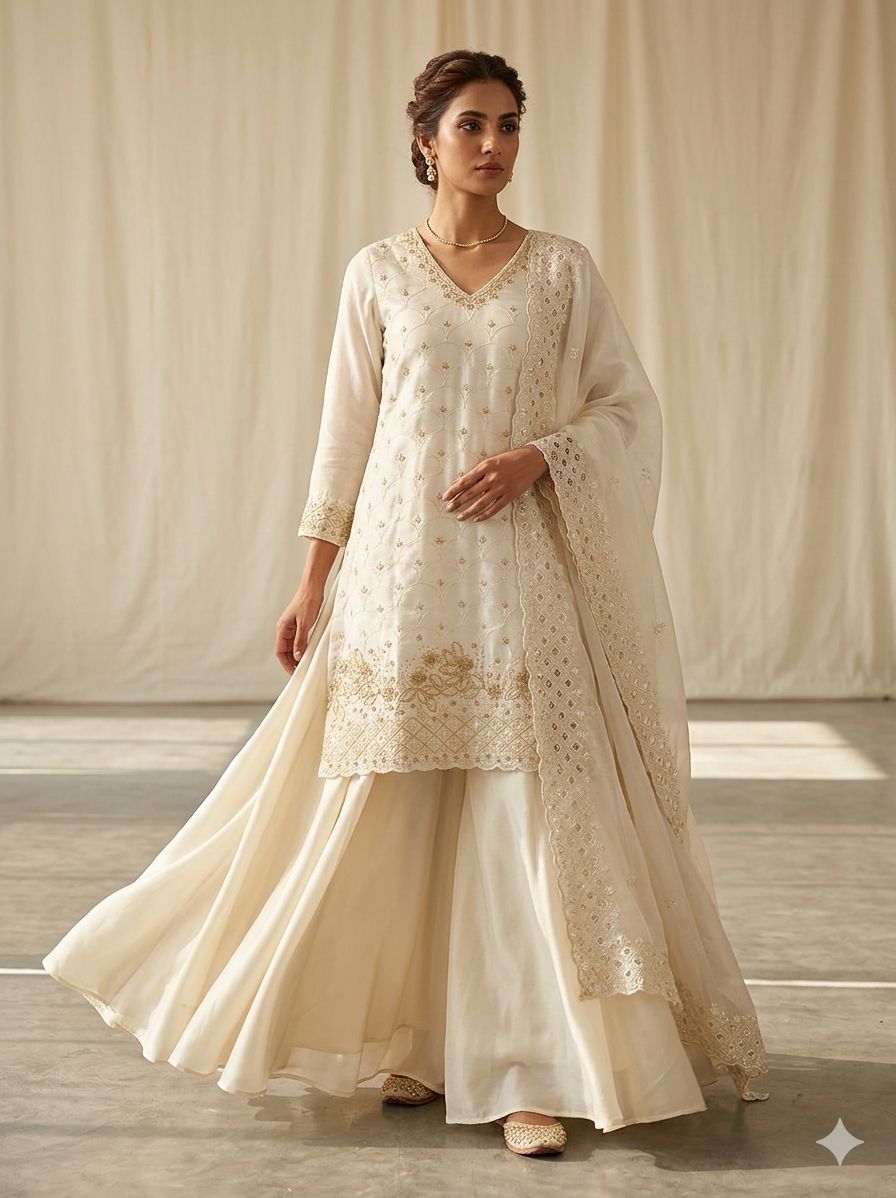 Beautiful Fendy Handwork Beads With Embroidery Sequence Work Sharara