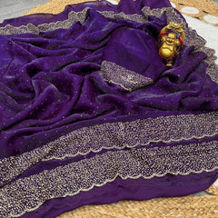 Beautiful Trending Space Silk Zarkhan Work Saree