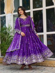 Party-wear American Silk Thread With Sequence Work Gown