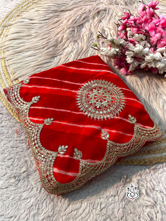 Beautiful Georgette Prisam Lahriya Work Saree