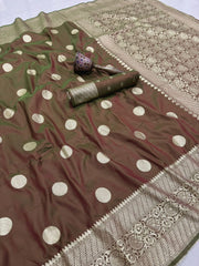 Beautiful Banarasi Gold Zari  Design & Weaving Pallu Border Saree