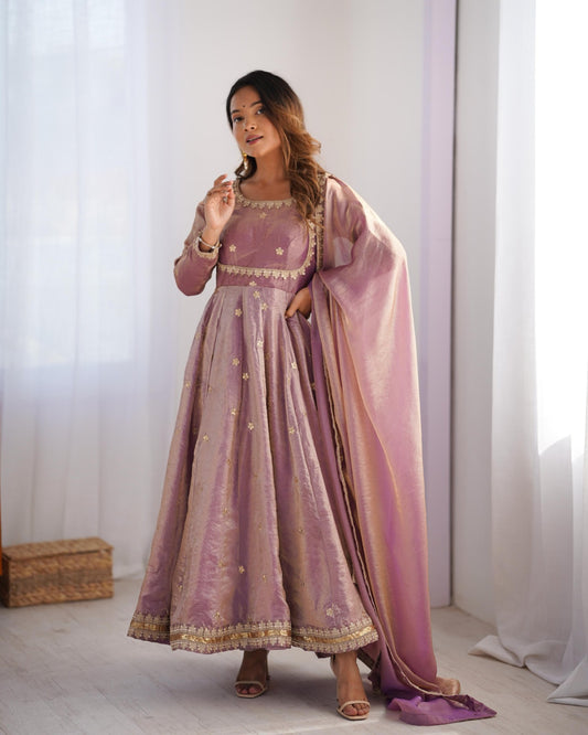Beautiful Party-wear Fandy Silk Sequence Work Gown
