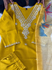 Designer Roman Silk Embroidery Sequence Work Suit
