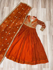 Beautiful Festival Special Fendy Silk With Zari & Sequence Embroidery Work Gown