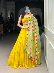Beautiful  Yellow Georgette Lehenga Choli