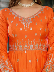 Party-wear American Silk Thread With Sequence Work Gown