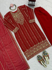 Attractive Red colour Georgette Work Salwar Suit