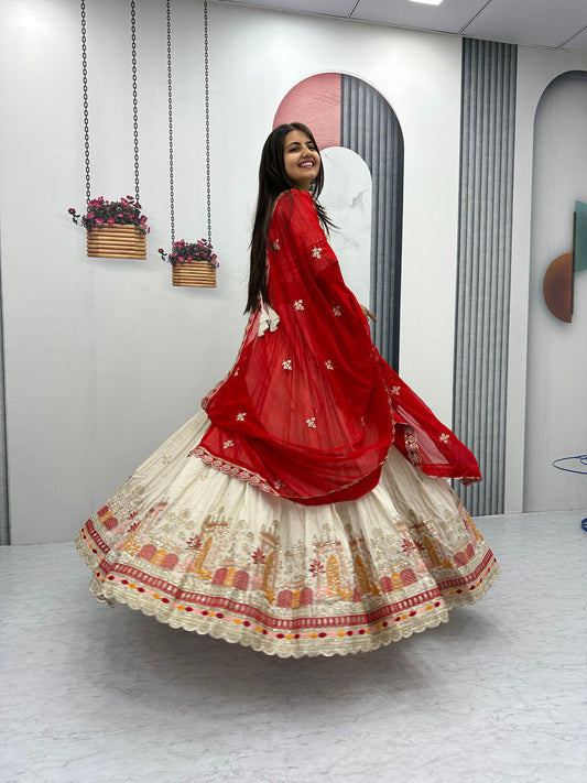 Festival Special Pure Banarasi Tissue Embroidery Thread & Sequence Work Lehenga Choli