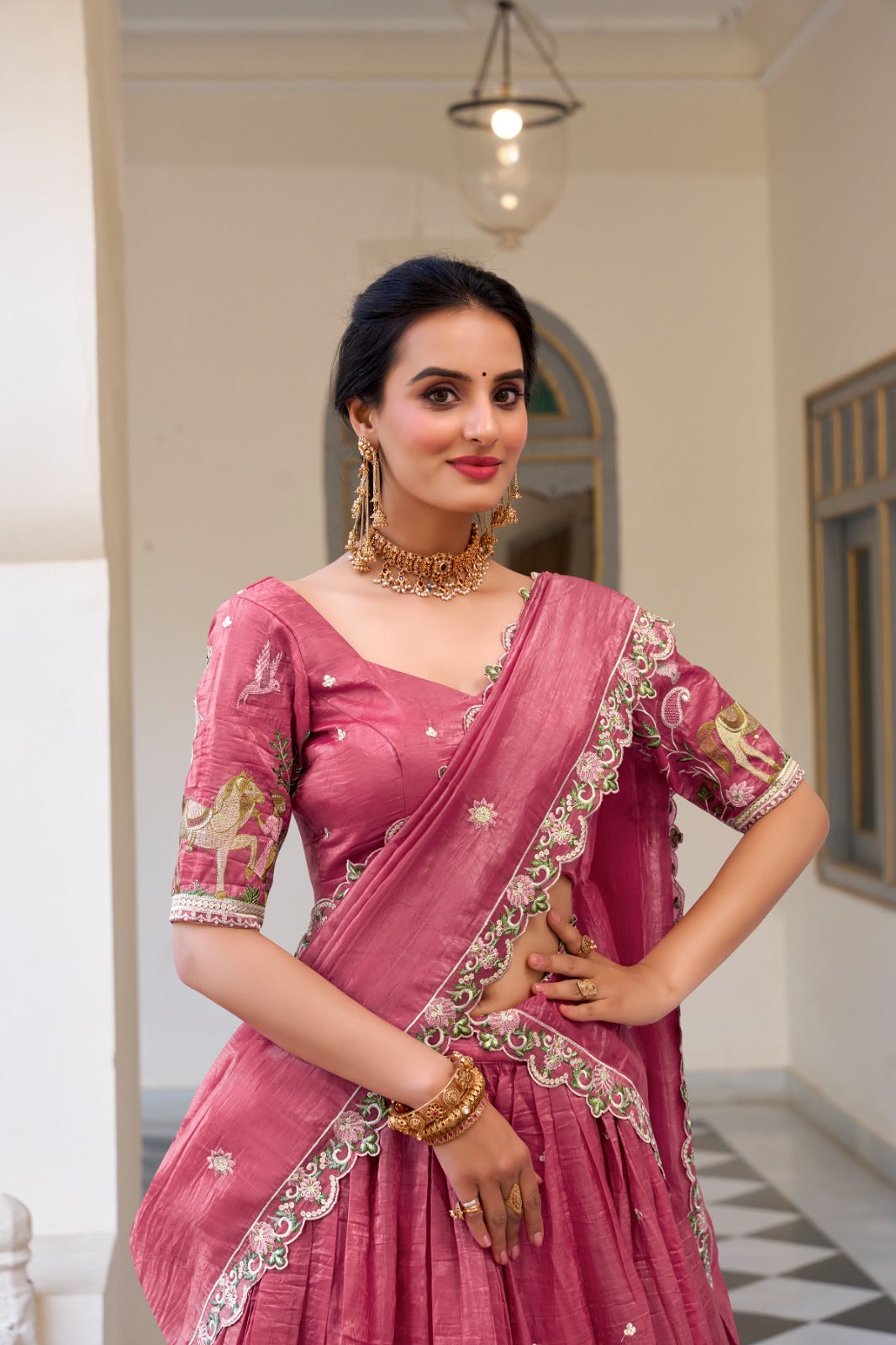 Beautiful Gold Crush Sequence & Embroidery Wedding Collection Lehenga Choli