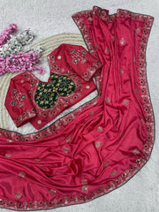 Beautiful Chinnon Silk Sequence Designer Saree