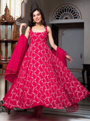 Pretty Pink Georgette Thread With Sequence Work Gown