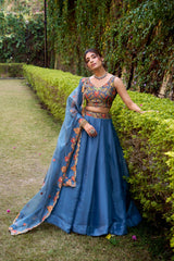 Classic Chanda Silk Plain With Sequins & Thread Embroidery Work Belt Lehenga Choli