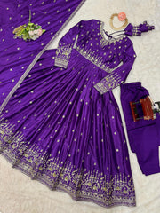 Party-wear American Silk Thread With Sequence Work Gown