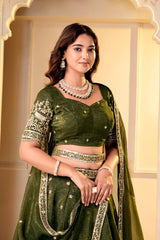 Festive Special Crunchy Silk Embroidery Zari & Sequence Beads Work Lehenga Choli
