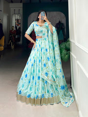 Beautiful Tabby Silk Floral Printed Lehenga Choli