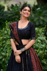 Navratri Nights Pure Cotton Plain With Gotta Patti Lehenga Choli