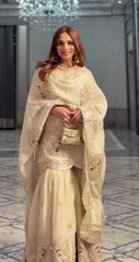 Party-wear Chinon Silk With Embroidery Codding Sequence Work Sharara