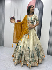 Beautiful Pure Tissue Silk Thread & Sequence Work Lehenga Choli